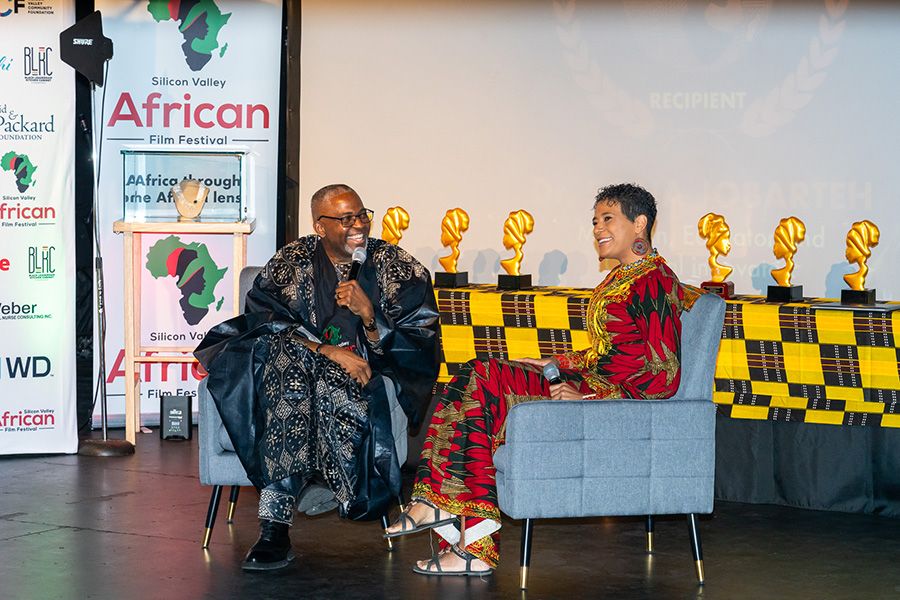 Festival director Chike C. Nwoffiah with Dr. Sona Jobarteh